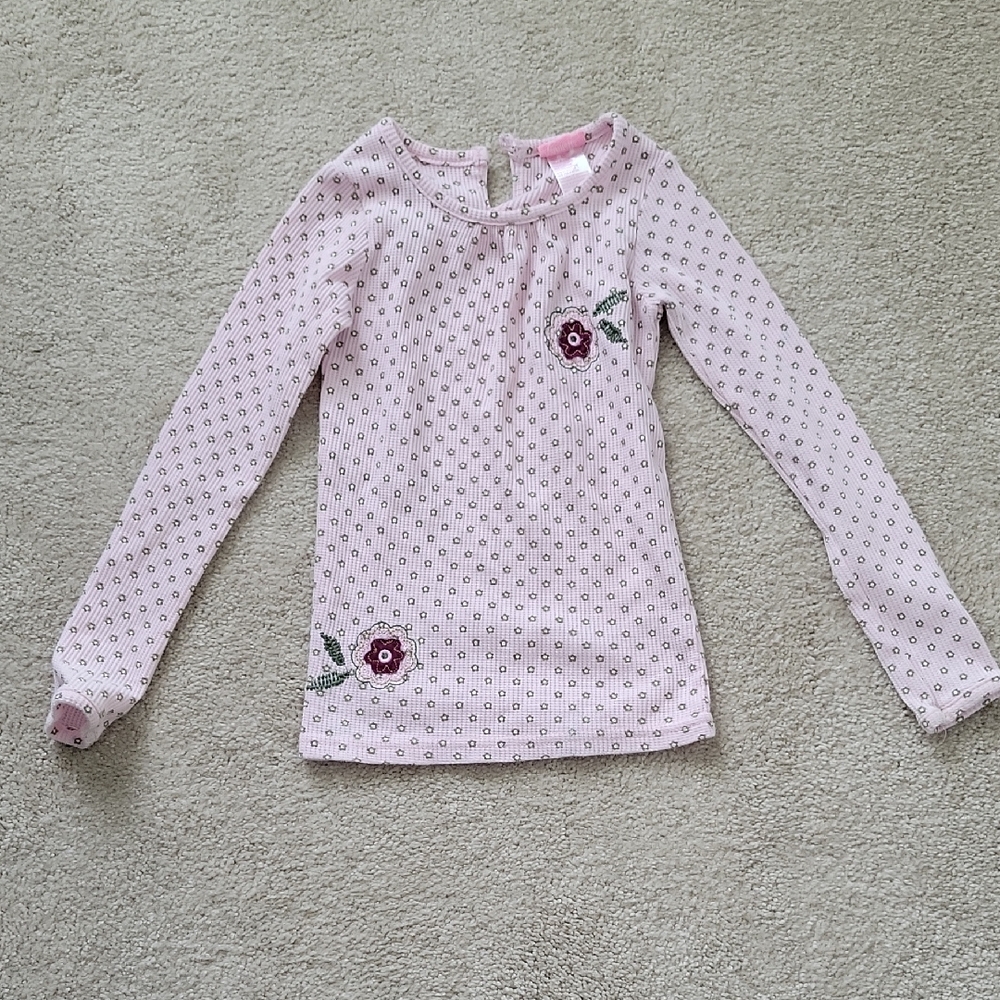 Cat & Jack Light Pink Long-Sleeve Floral Embroidered Tee